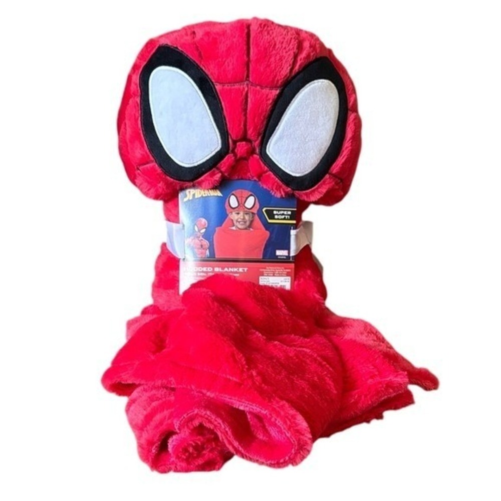 Marvel Kids Spider-Man Red Plush  Hooded Throw Blanket 30in x 50in NWT